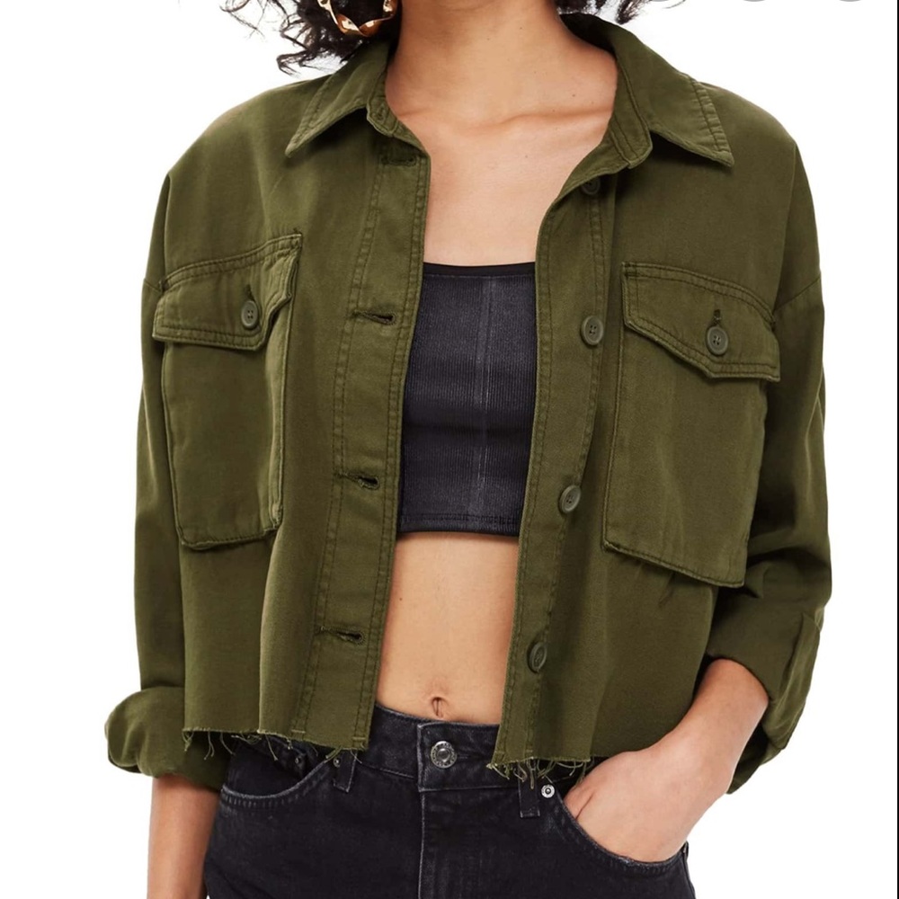 Green crop jacket